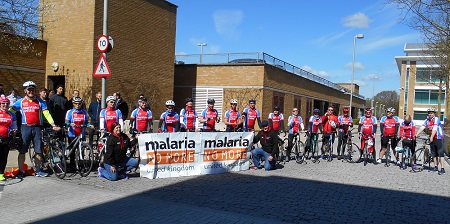 The team of 19 cyclists from Rentokil Initial rode from their headquarters in Camberley to Paris, raising money for Malaria No More UK.
